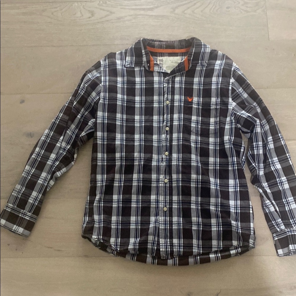 Men's Brown Plaid Shirt